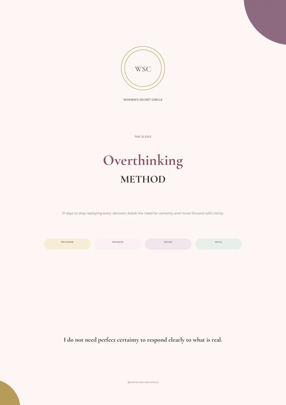 The Overthinking Method workbook cover