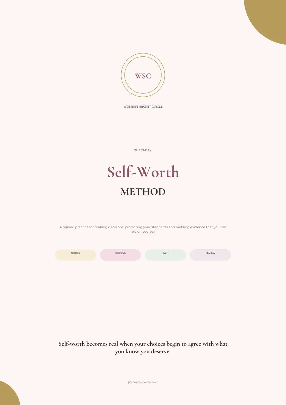 The Self-Worth Method workbook cover